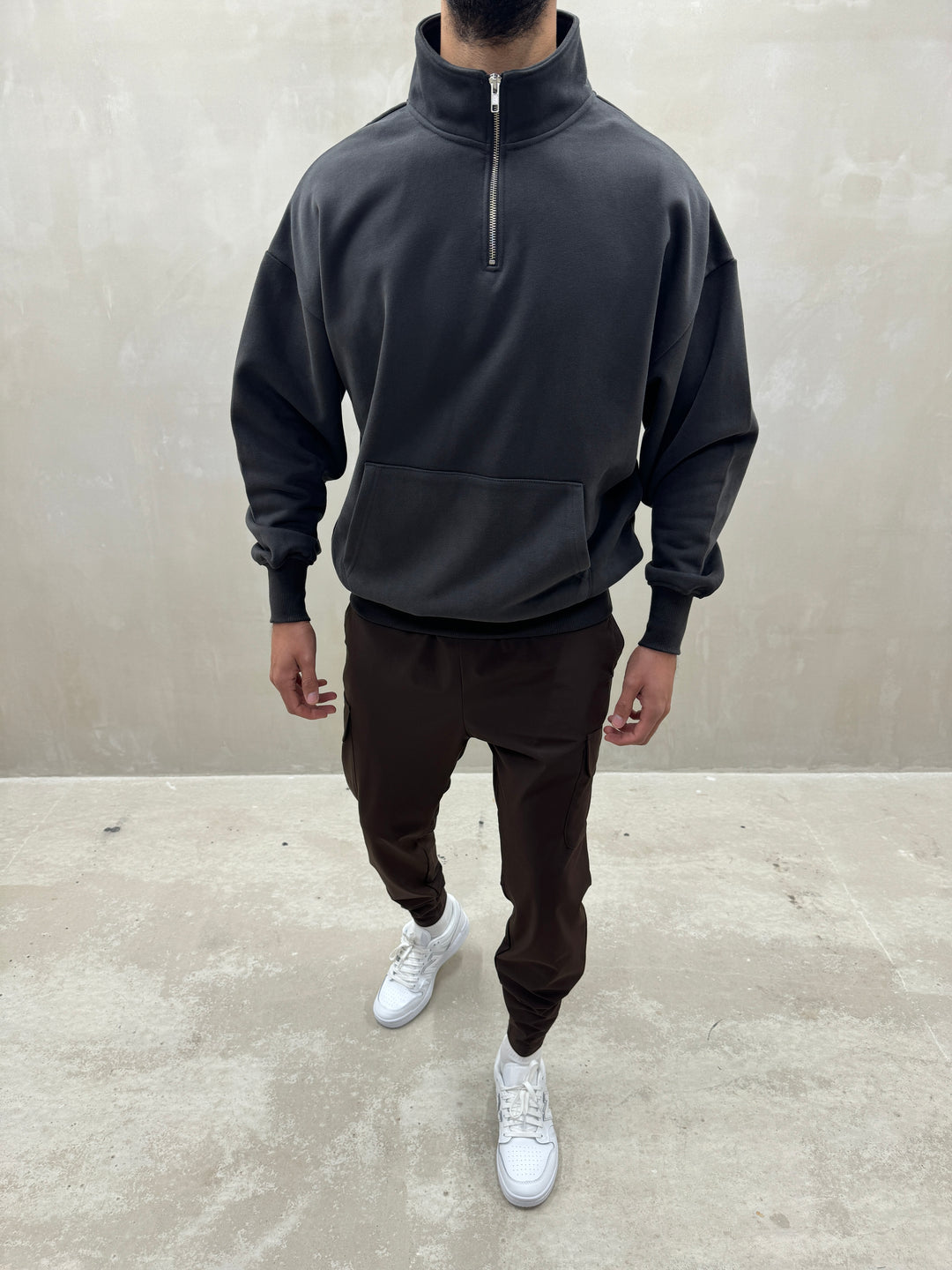 Oversized 1/4 Zip - Graphite Grey