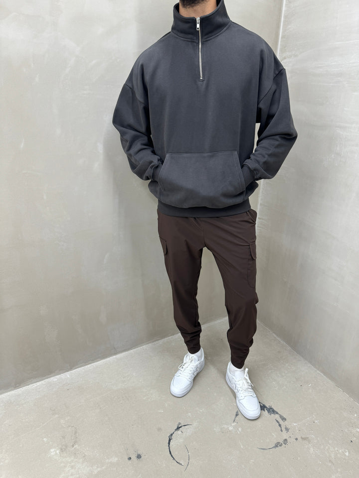 Oversized 1/4 Zip - Graphite Grey