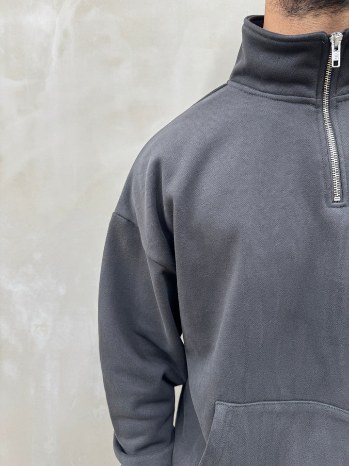 Oversized 1/4 Zip - Graphite Grey