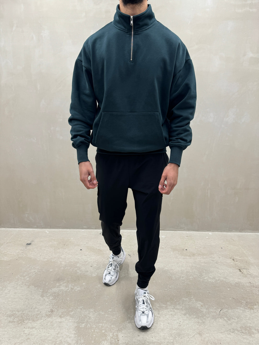 Oversized 1/4 Zip - British Racing Green