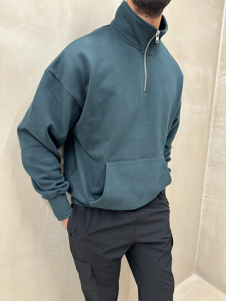 Oversized 1/4 Zip - British Racing Green