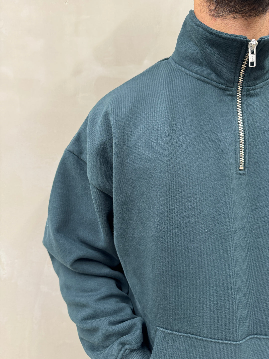 Oversized 1/4 Zip - British Racing Green